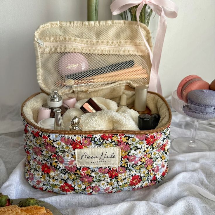 an open suitcase sitting on top of a table