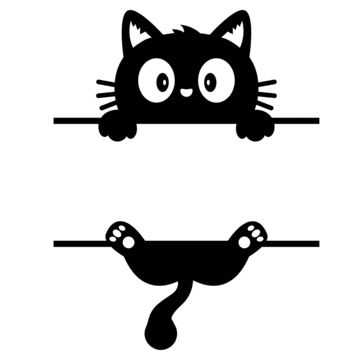 two black cats with big eyes and paws hanging on the wall, one is upside down