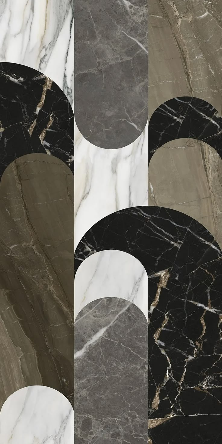 an abstract marble pattern with black and white circles on it's sides in different colors