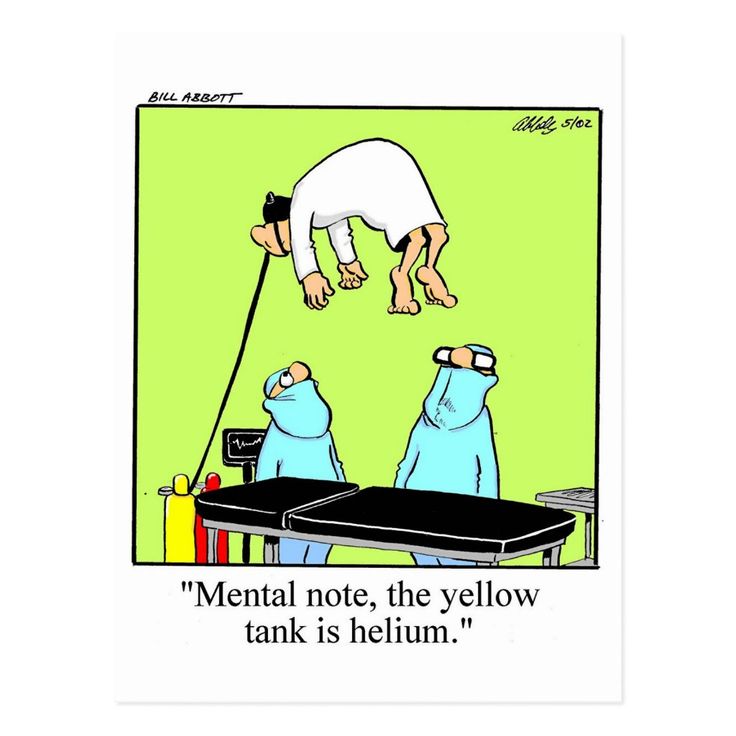 a cartoon depicting two men hanging upside down on a table with the caption'mental note, the yellow tank is helium '