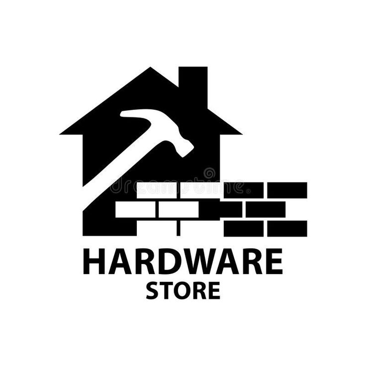 the logo for hardware store with hammer and brick wall royalty illustration