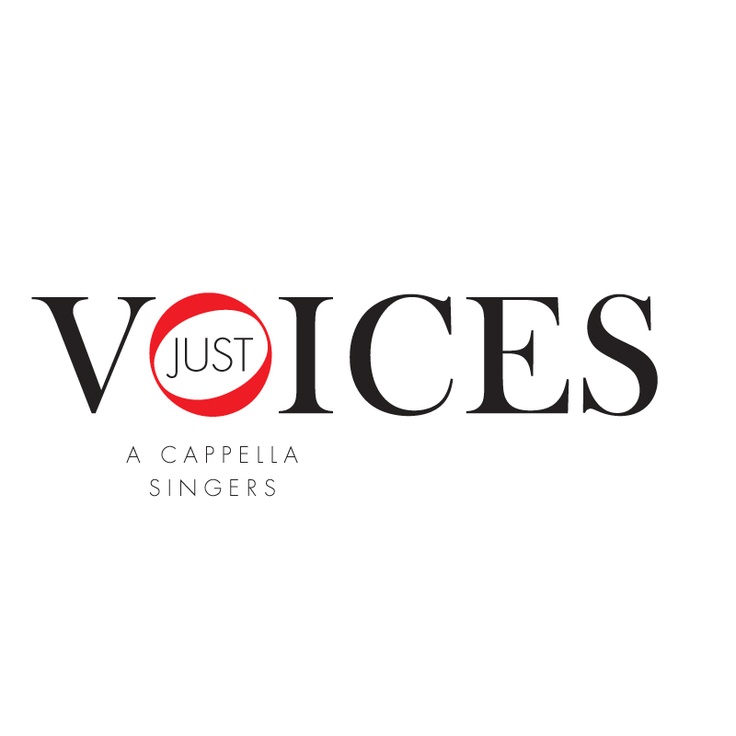 the logo for just voice's, which is also in red and black letters