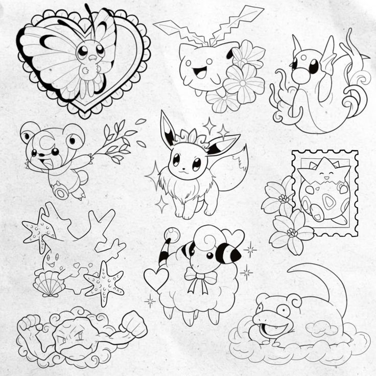 an image of cartoon animals and hearts