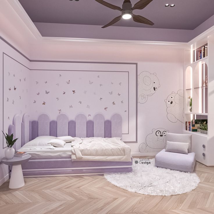 Purple Theme Bedroom Purple Theme Bedroom, Bedrooms Purple, Purple Kids Bedroom, Light Purple Bedroom, Contemporary Kids Bedroom, Interior Themes, Bedroom Purple, Theme Bedroom, Purple Theme