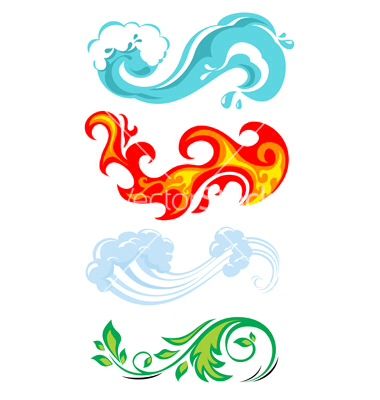 four different colored designs on white background