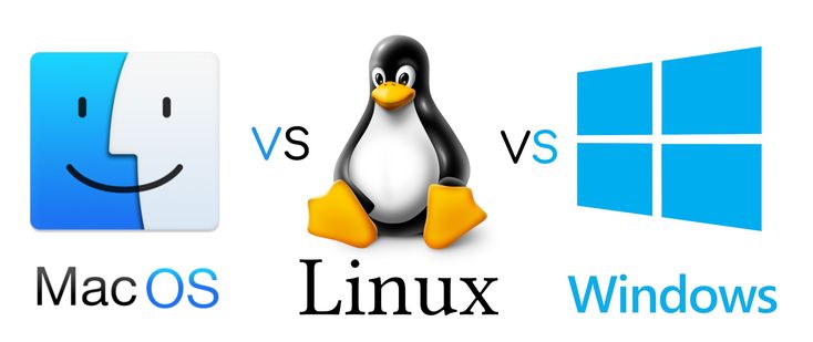 the logos for windows and linux, with one penguin sitting next to each other in front of them