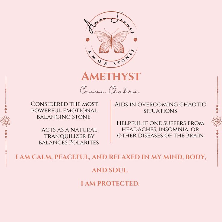 Metaphysical and healing properties for Amethyst Natural Headache, Fact Sheet, Crown Chakra, Healing Properties, Insomnia, Headache, Disease, Chakra, Acting