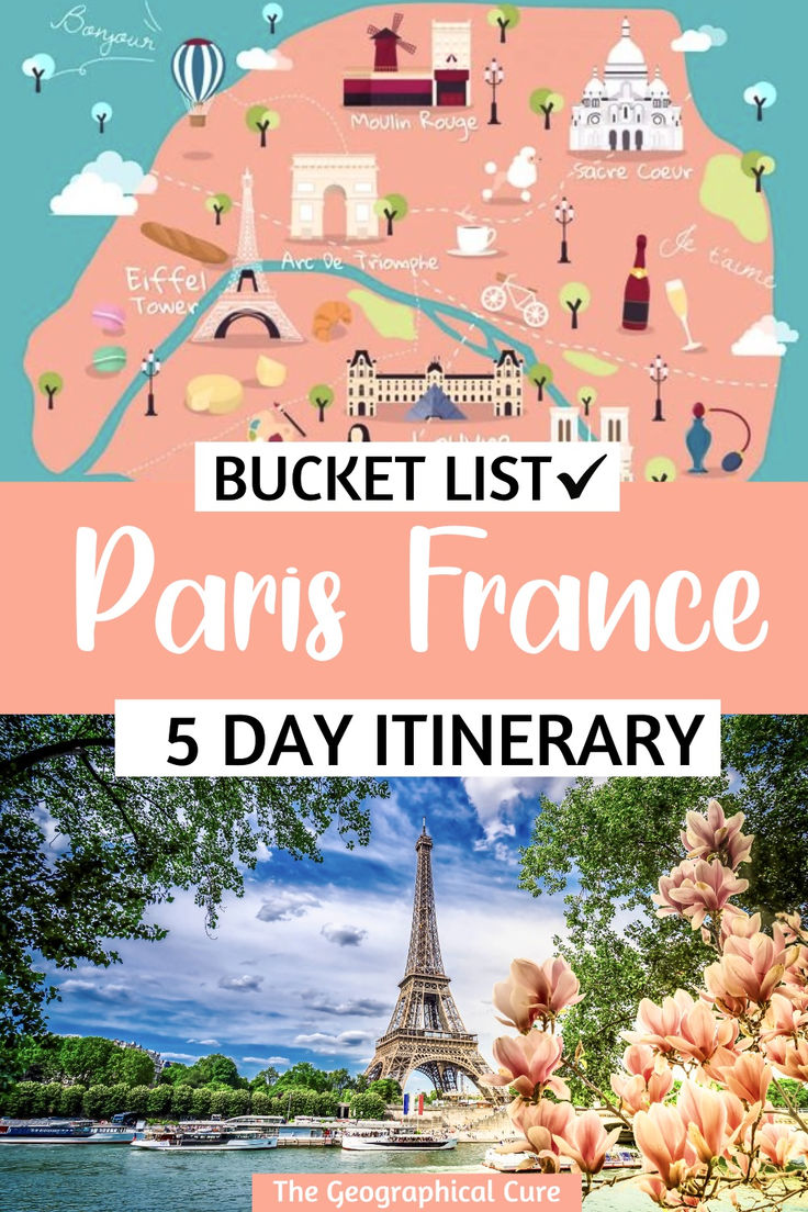 Pinterest pin for 5 days in Paris itinerary Paris List Things To Do In, Paris Trip Itinerary, 5 Days In Paris Itinerary, Paris Tips And Tricks, Paris 5 Day Itinerary, Paris Things To See, Top Things To Do In Paris, London Paris Itinerary, Paris Itinerary Week