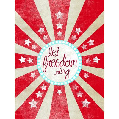 a red and white poster with stars in the center that says let freedom rise on it