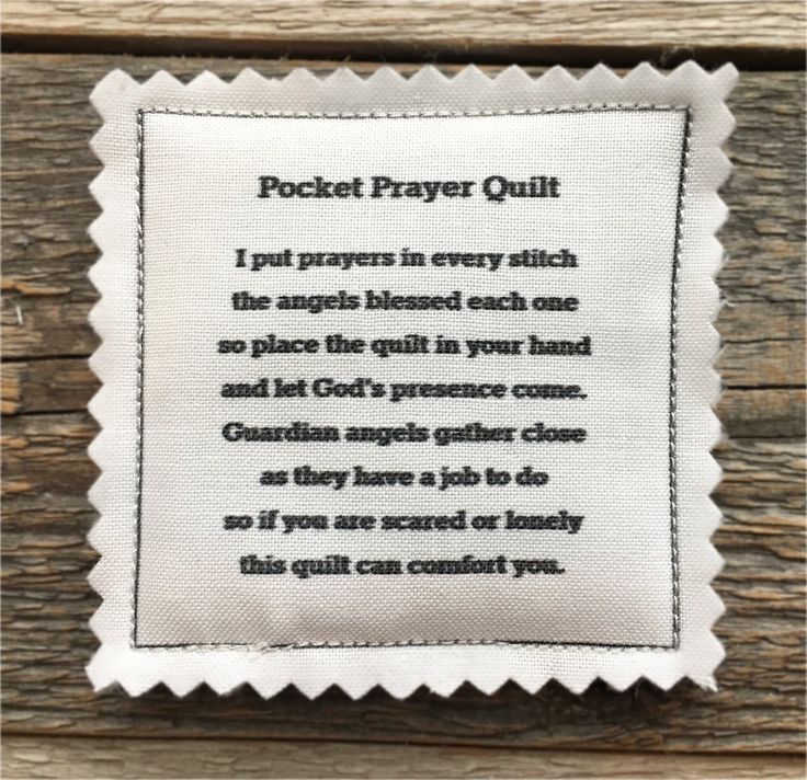 a piece of cloth with the poem pocket prayer quilt on it