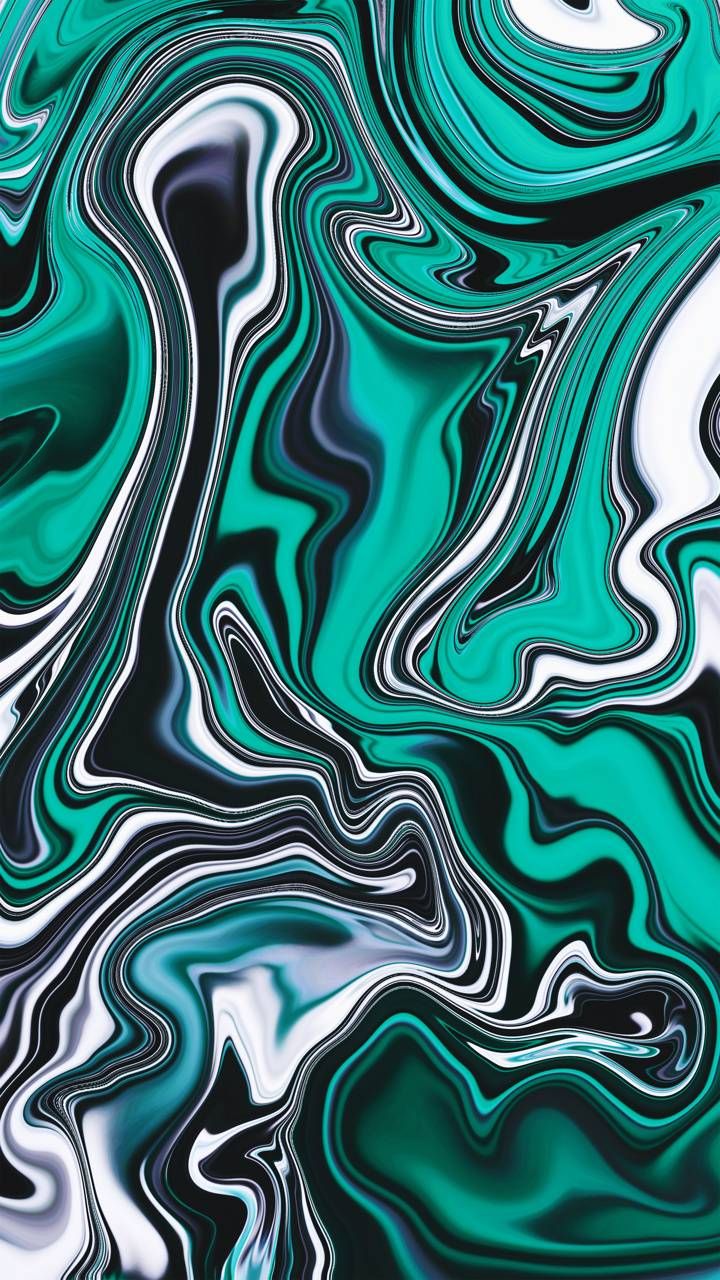 an abstract painting with blue and green colors