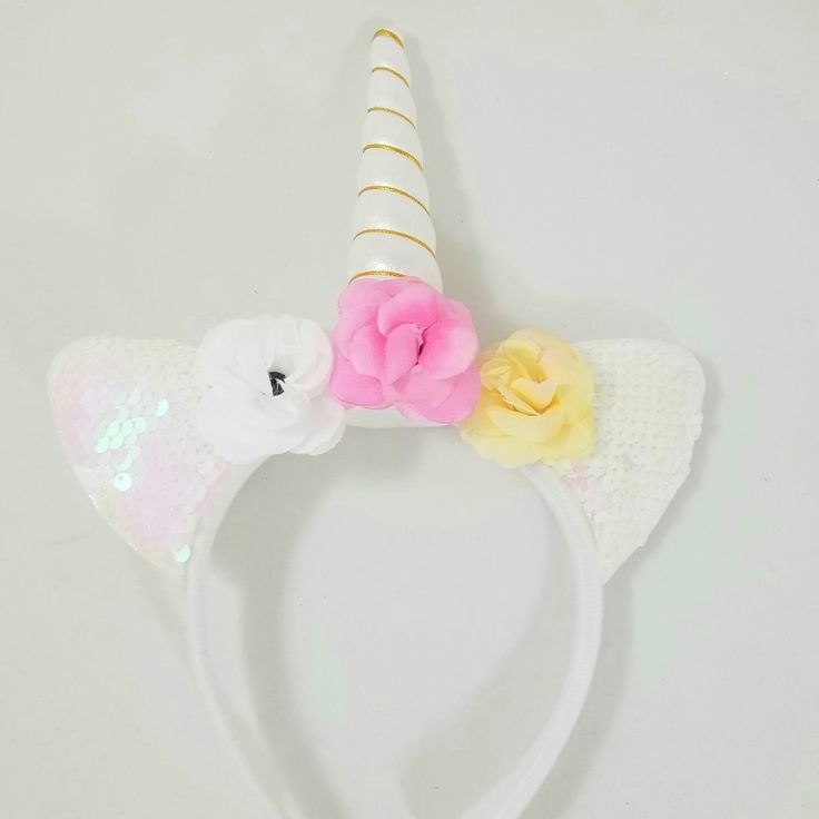 Unicorn/Mermaid Light Up Headband White With Flowers Adult/Kids Size Mermaid Light, Unicorn Horn Headband, Unicorn Mermaid, Headband White, Horn Headband, Unicorn Headband, Unicorn Horn, White Headband, Horn