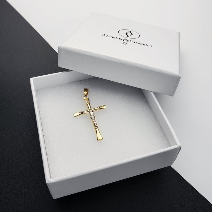 The Featured Pendant Is Cast In 2-Tone 14k Yellow And White Gold And Showcases A Lightweight Cross W/ Jesus At The Center And Inri Above Him Then Finished With A Sturdy Bail That Can Accommodate Most Chain Sizes. Product Details Product Id: Bt-Cp109-45mm-14yw-Po Metal Type: 2-Tone 14k Yellow & White Gold Measurements: Total Length W/ Bail - 45mm (1.8in) Cross - 35mm (1.4in) X 23mm (0.9in) Mens Christian Gifts, Christian Crosses, Christian Products, Meaningful Jewelry, Christian Jewelry, Mens Accessories Jewelry, Elegant Necklaces, Accessories Jewelry Necklace, Religious Gifts