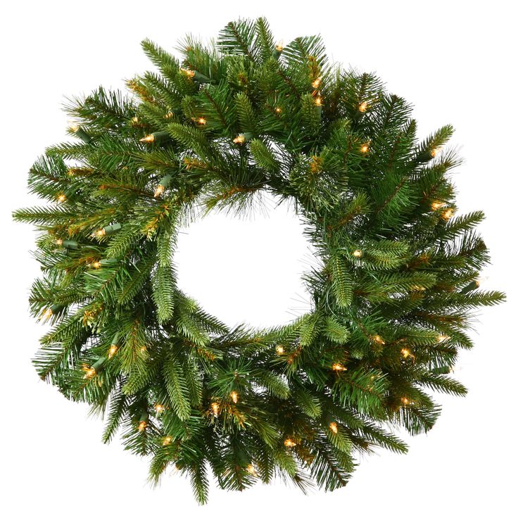 a christmas wreath with lights on it