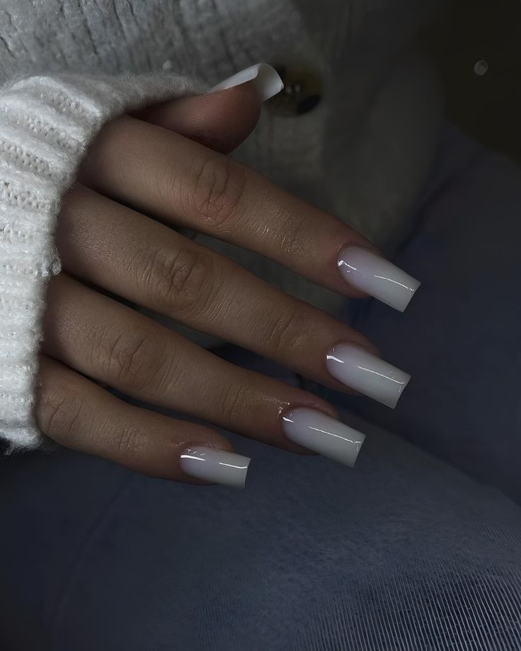 nail Milky White Nails Tapered Square, Off White Nails Square, Square Acrylic Nails Clear, Milky Square Nails, Acrylic Nails Milky White, Clear White Acrylic Nails, Milky Nails Short, White Nails For Prom, Neutral Prom Nails