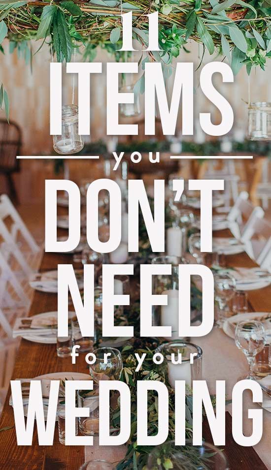 an image of a table set for a wedding with the words 11 items you don't need for your wedding