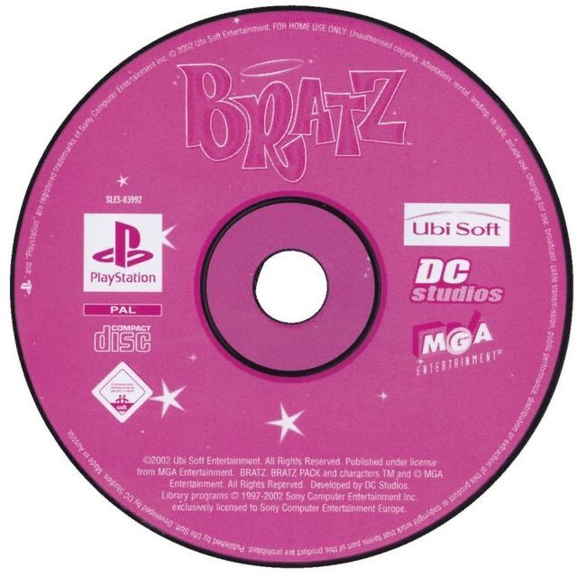 a pink disc with the word bratz on it