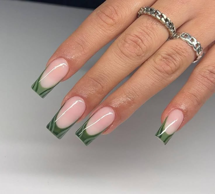 Unghie Sfumate, Green Acrylic Nails, French Tip Acrylic Nails, Her Nails, Classy Acrylic Nails, Acrylic Nails Coffin Short, Square Acrylic Nails, Fire Nails, Fancy Nails