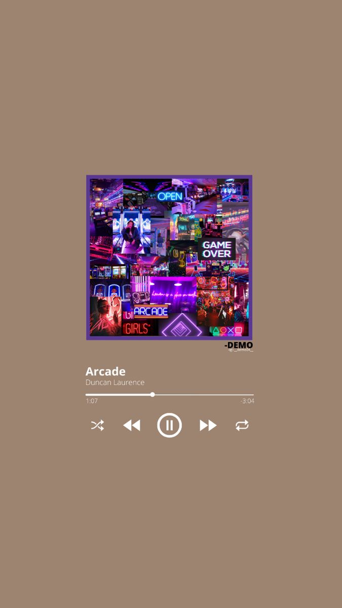 an audio player with the words arcade on it's side and various video game icons