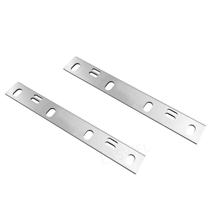 two stainless steel blades on a white background