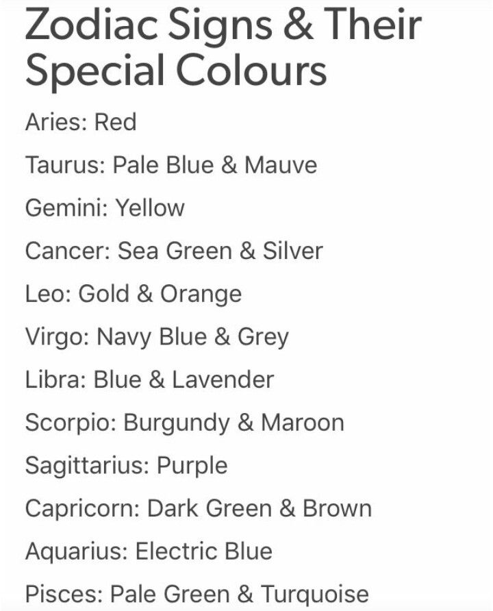 zodiac signs and their special colours