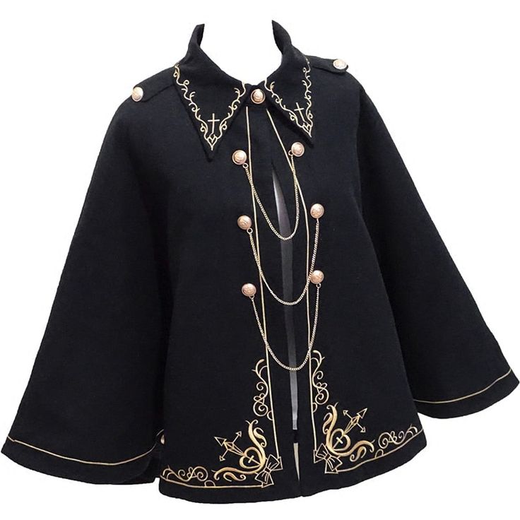 Get ready in style with this Steampunk woolen cloak. Type : Steampunk coat for women Style: Steampunk lolita Composition: wool, polyester Care instructions: hand wash Don't forget to check the size guide. School Coat, Steampunk Coat, Cross Embroidery, Long Cape, Steampunk Design, Magic School, Fantasy Clothing, Gold Cross, Steampunk Fashion