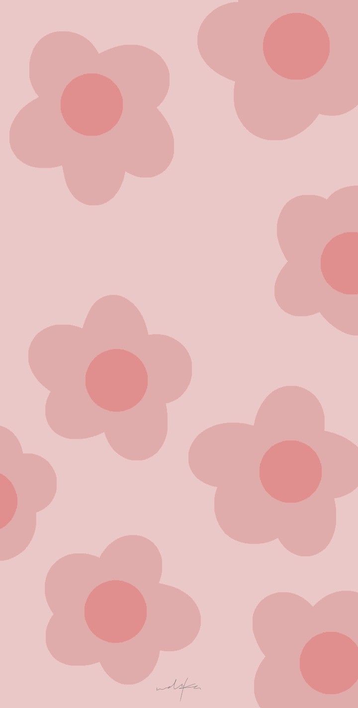 pink flowers on a light pink background with red circles in the middle and bottom half