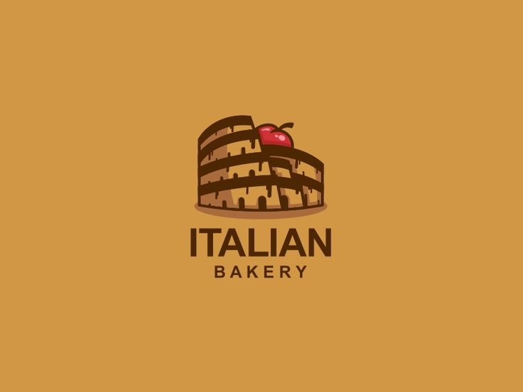 the italian bakery logo is made with an apple on top of a stack of bread