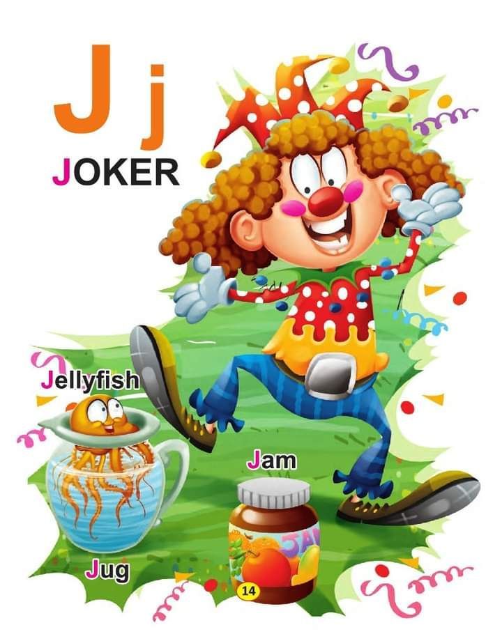 an image of the letter j for joker with its name in english and some other letters