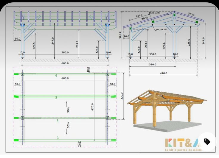 the plans for a wooden gazebo are shown