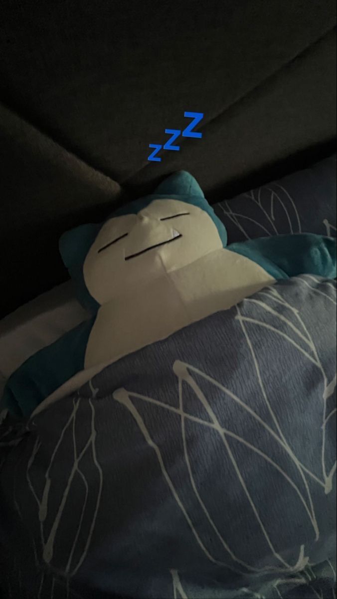 a stuffed animal is sleeping on a pillow with the word sleep below it that says