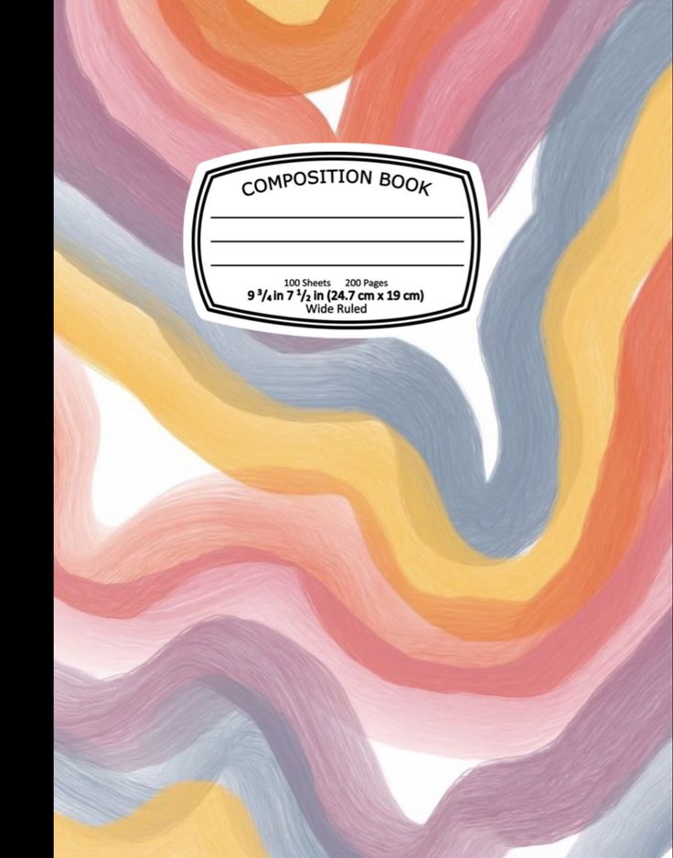 the composition book is designed to look like an abstract painting