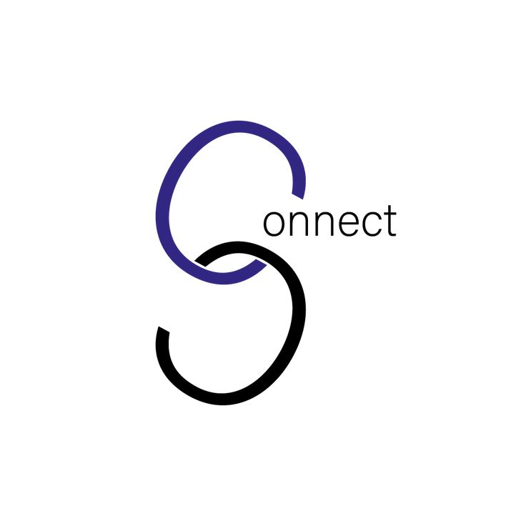 the word connect is shown in black and blue on a white background with an image of a