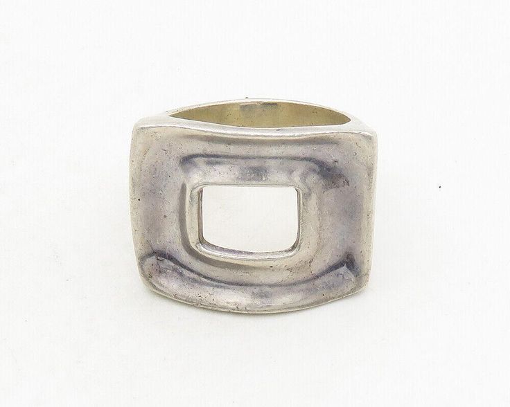 RLM STUDIO 925 Silver - Vintage Sculpted Open Square Band Ring Sz 10 - RG19603  Jewelry Type:         Ring  Metal Type:            925 Silver   Metal Size:             10 Finger  Stone Type:            N/A  Condition:              N/A  Jewelry Weight:     20.5 Grams  PLEASE NOTE: THIS ITEM IS PRE-OWNED. ALTHOUGH MOST ITEMS ARE IN VERY GOOD CONDITION, SOME MAY NEED CLEANING AND/OR MINOR REPAIRS. WE MAKE A VERY STRONG EFFORT TO UPLOAD CLEAR PICTURES. PLEASE INSPECT ALL PICTURES AND ASK ALL QUESTIONS YOU MAY HAVE PRIOR TO MAKING A PURCHASE. NOT ALL STONES ARE GENUINE, SOME ARE ENHANCED OR CREATED. Cast Rings, Chunky Silver Rings, Sparkle Jewelry, Wide Rings, Ring Metal, Artistic Jewelry, Band Ring, Band Rings, Metallic Silver