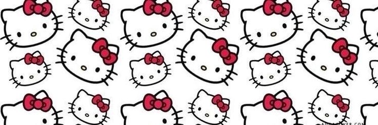 a bunch of hello kitty wallpapers with red bows on them and white background