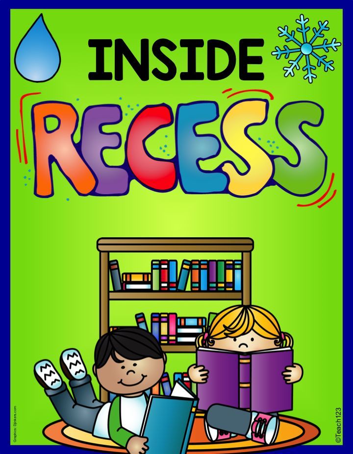 the inside recess book cover shows two children reading books in front of a green background