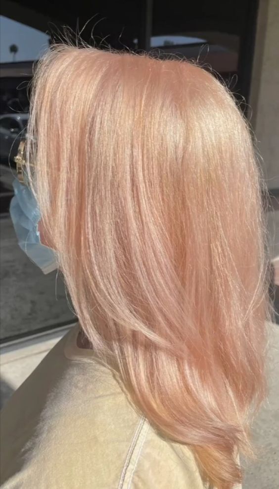 Strawberry Blonde With Highlights Light, Strawberry Blonde Dyed Hair, Pink Toned Blonde Hair, Peachy Blonde Hair, Pastel Peach Hair, Blush Blonde Hair, Light Strawberry Blonde Hair, Peachy Blonde, Peachy Hair Color