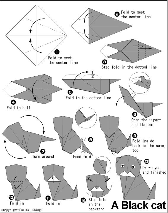 instructions to make an origami bird