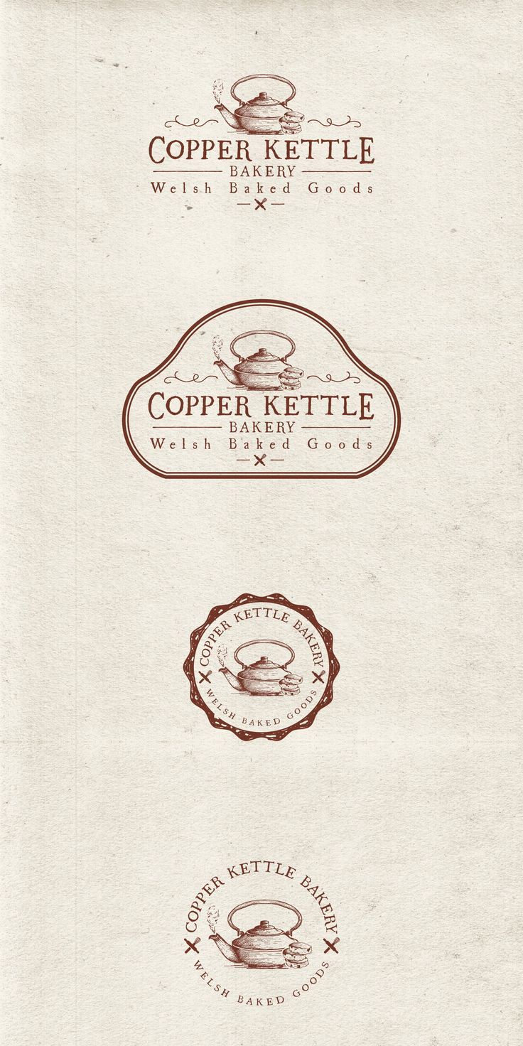 three different logos for copper kettle coffee