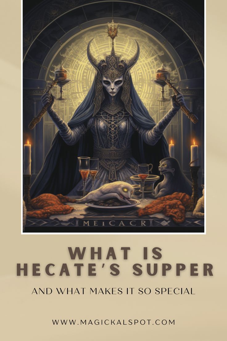 a poster with an image of a woman holding two candles in her hands and the words, what is hecatete's supper