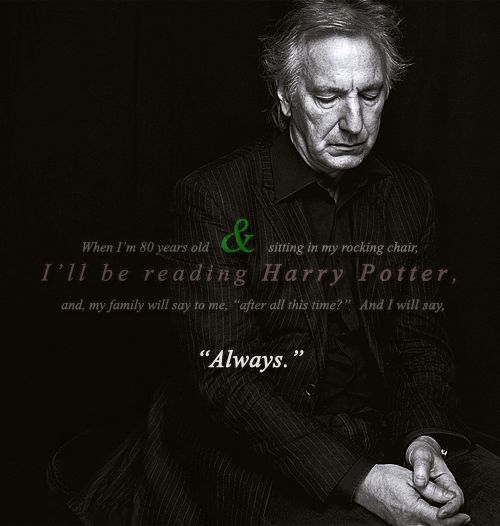 an older man sitting in front of a black background with the words harry potter on it