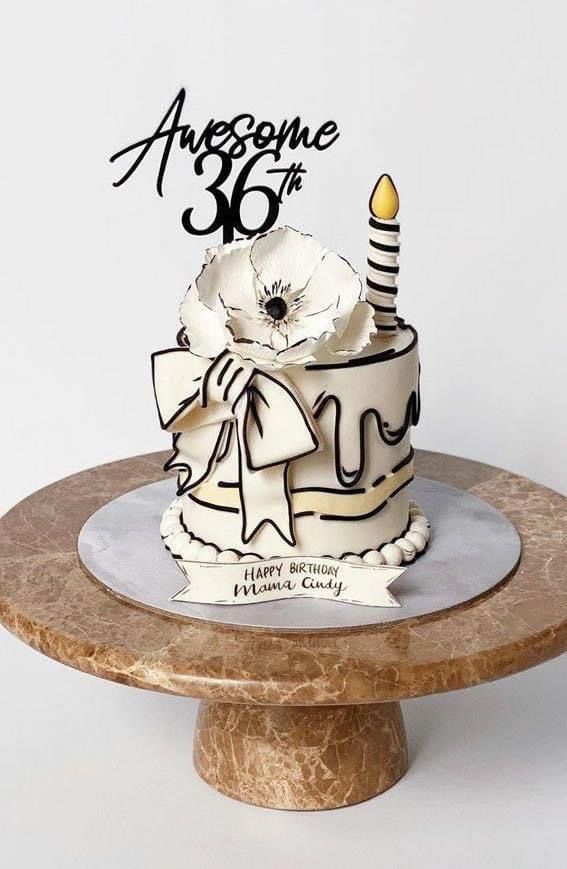 a birthday cake with white frosting and a candle on top