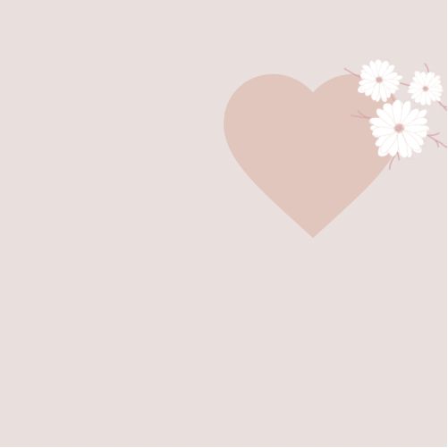 a pink heart with white flowers on the side and a light pink background that says, i love you