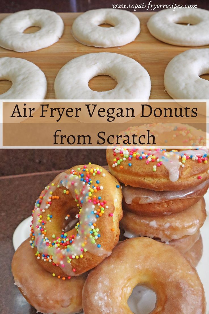 Air Fryer Vegan Donuts from Scratch Air Fryer Vegan, Donuts From Scratch, Vegan Doughnuts, Vegan Baking Recipes, Vegan Donuts, Easy Air Fryer, Recipes Vegan, Vegan Dessert Recipes, Vegan Treats