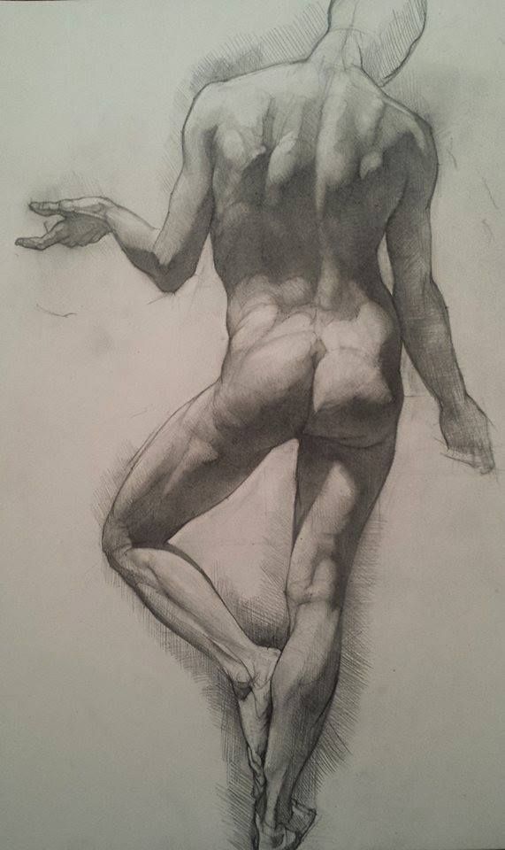 a drawing of a man with no shirt on