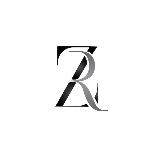 the letter r is made up of black and white lines, with an elegant design