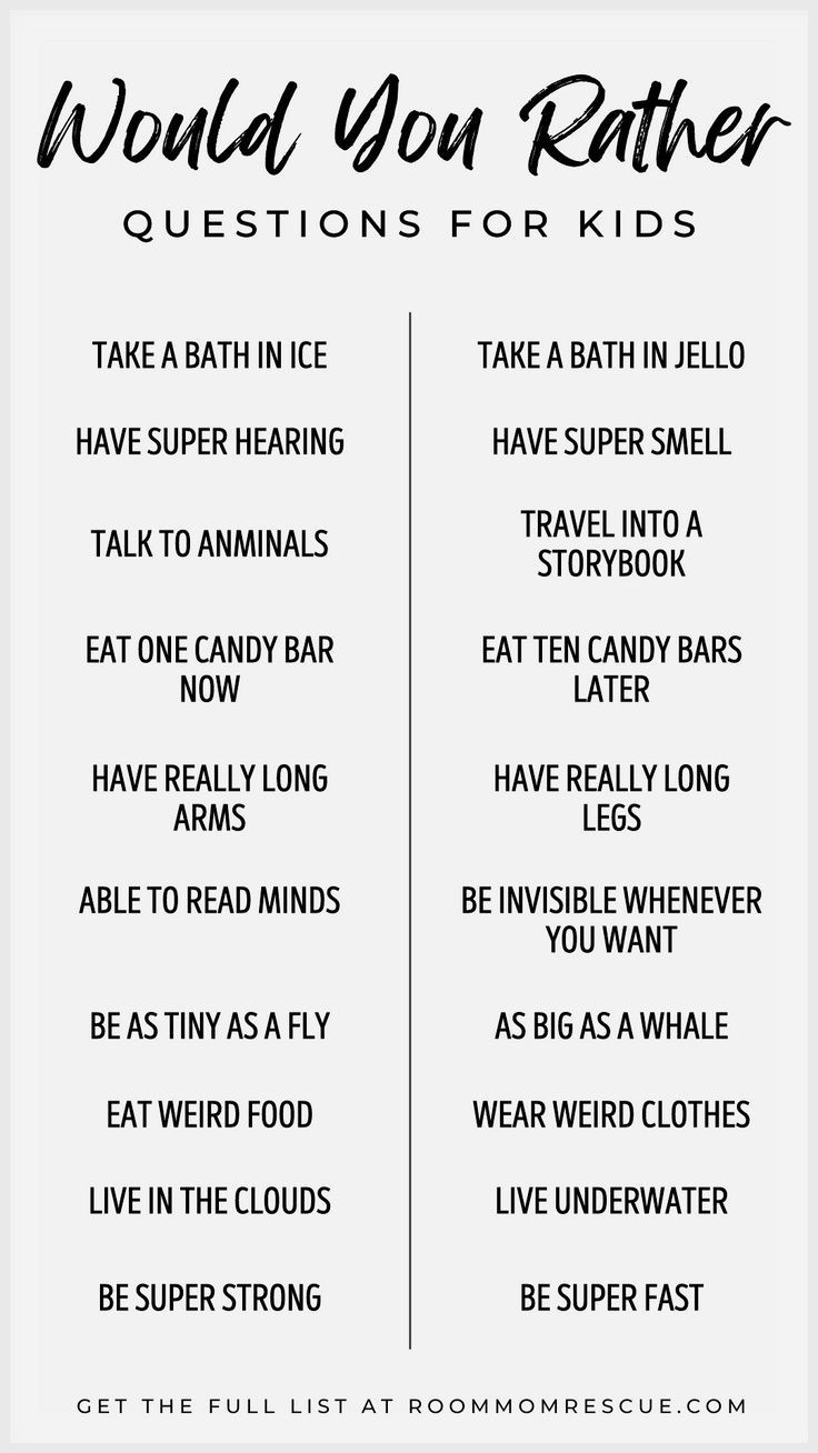 the words would you rather be able to say? in this printable list for kids