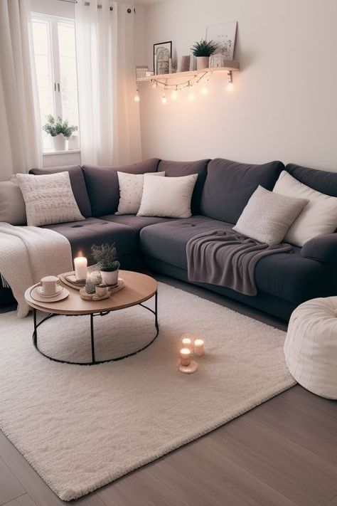 a living room filled with furniture and candles