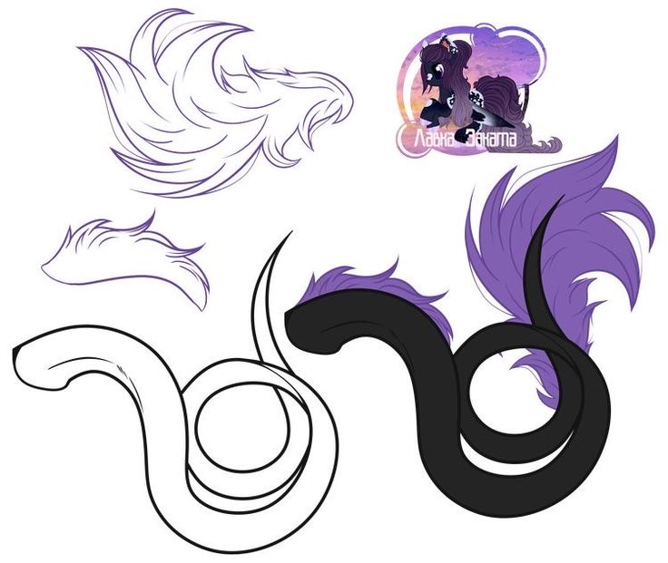 an image of some sort of animal with long hair and tail shapes in black and purple