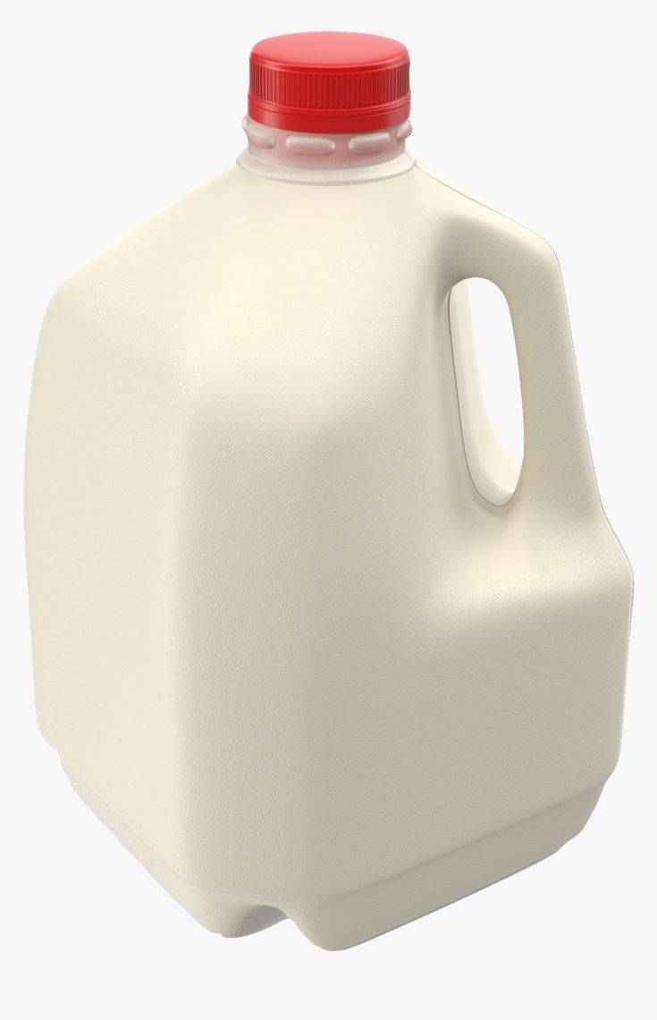 a gallon of milk with a red cap on the top is shown in front of a white background